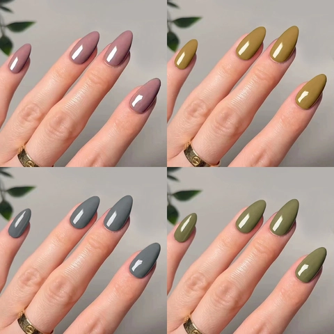 Unghie Finte A Pressione Lucide Tinta Unita Forma Mandorla Unghie Rimovibili Per Donne Manicure Professionale ABS Alta Lucentezza