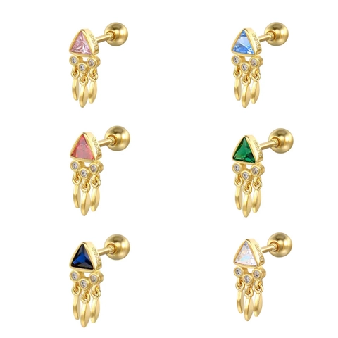French Retro Triangle Rhinestone Tassel Stud Earrings With 925 Sterling Silver Earring Post Niche Ins Style For Women Jewelry