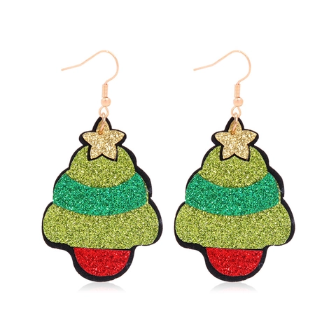 Orecchini Pendenti Albero Natale Paillettes Tessuto Festivo Novità Geometrico Gioielli Orecchio Donne Festa Regalo