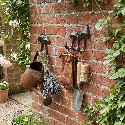 Ganci Da Parete Fungo Ghisa Retrò Rustico Giardino Appendiabiti Decorativi Casa Patio Portautensili Montaggio A Vite