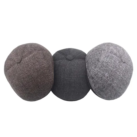 Gorra Plana De Invierno Para Hombre Con Orejeras Cuadros Gruesa Cálida Gorra De Repartidor Estilo Retro