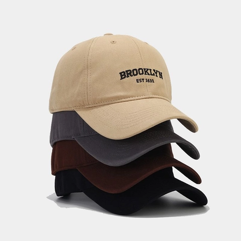 Brooklyn Letter Embroidered Baseball Cap Cotton Adjustable Vintage Casual Sport Sun Hat For Men Women