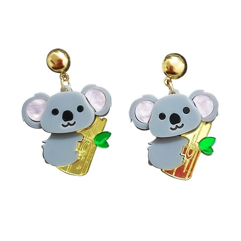 Orecchini Pendenti Animali Koala Bradipo Che Abbraccia Bambù Acrilico Gioielli Per Donne Ragazze Regalo Di Compleanno