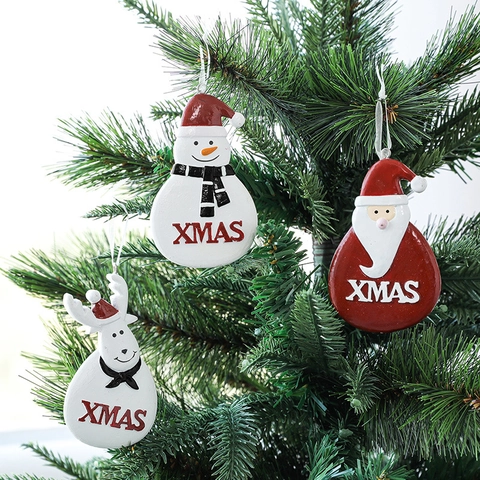 Ornamenti Appesi Di Natale Resina Dipinta Babbo Natale Pupazzo Di Neve Renna XMAS Decorazioni Festive Per Albero