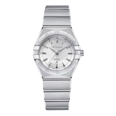 Orologio Donna Quarzo Cinturino Acciaio Inossidabile Lunetta Numeri Romani Moda Impermeabile Analogico Polso Semplice Elegante