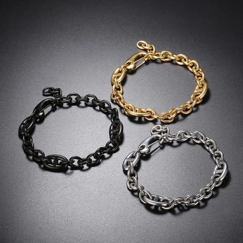 Pulsera De Cadena De Ancla De Acero Inoxidable Para Hombres Joyería Minimalista Estilo Cubano Pulido Accesorio Hip Hop