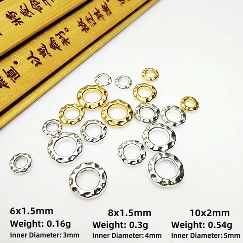 Hammered Alloy Spacer Rings Beads For DIY Jewelry Making Bracelet Necklace Handcrafted Flat Beading Findings Components