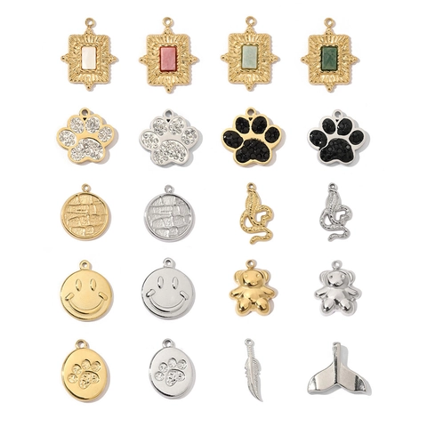 Roestvrijstalen Hangers Voor DIY Sieraden Maken Charms Retro Dier Hondenpoot Slang Smiley Beer Veer Walvisstaart