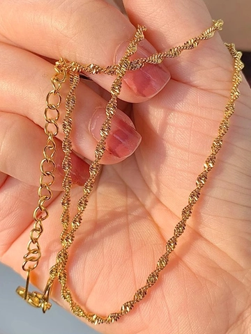 Collana A Catena A Onde In Acciaio Inossidabile Placcato Oro 18K Per Donna Gioielli Minimalisti A Corda