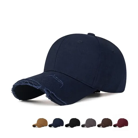 Gorra De Béisbol Distressed Puro Algodón Ajustable Borde Desgastado Rota Dad Hat Vintage Protección Solar Casual Unisex
