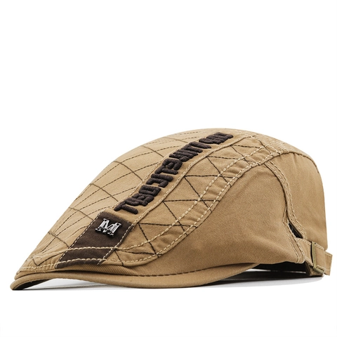 British Retro Cotton Flat Cap Quilted Diamond Pattern Adjustable Ivy Hat Vintage Casual Unisex Newsboy