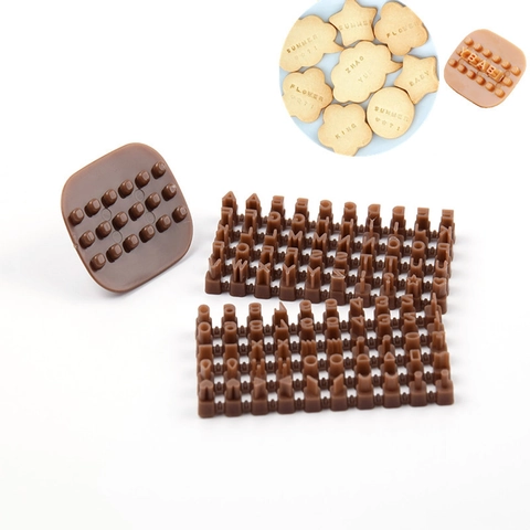 Stampo Per Biscotti Alfabeto Numeri Caratteri Mobili Decorazione Torta Fondente Strumento Plastica Fai Da Te Marrone