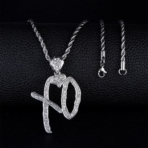 Collana Con Ciondolo A Cuore XO Hip Hop Lega Strass Ghiacciato Catena A Fune In Acciaio Inossidabile Gioielli Moda