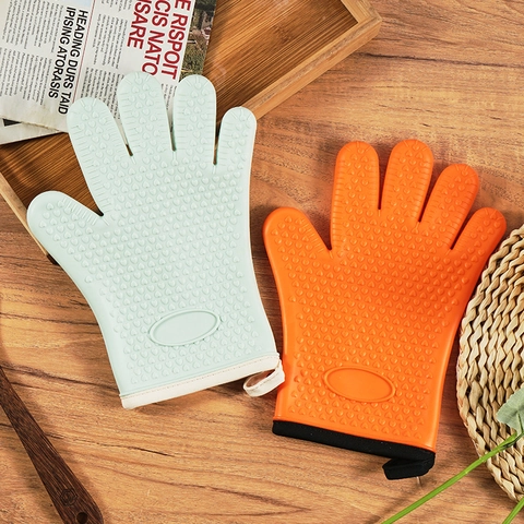 Guantes De Horno De Silicona Resistentes Al Calor Textura De Corazón Antideslizante Forro De Algodón Grueso Para Cocina