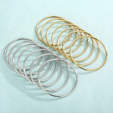 Bangle Bracelet Plain Circle High Polished 316L Stainless Steel Minimalist Stackable Fashion Accessories For Women