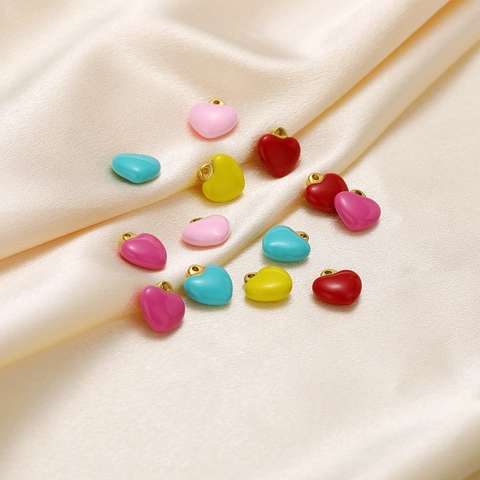 Ciondoli A Cuore In Acciaio Inossidabile Smalto Colorato Per Creazione Di Gioielli DIY Accessori Artigianali