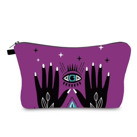 Neceser para Mujer Repelente al Agua Estampado Ojo Turco Mano Estrellas Bolsa de Viaje Organizador de Maquillaje