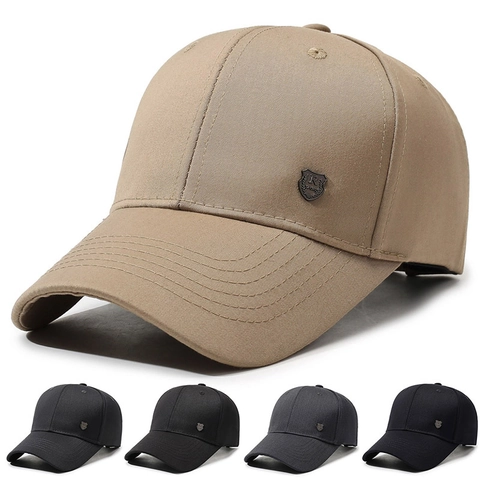 Unisex Baseball Cap Adjustable Sun Hat Outdoor Sport Cotton Twill Casual Metal Shield Badge Letter R