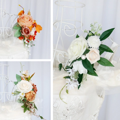Künstliche Braut Schulterblume Handgemachte Satinnrosen Korsage Mit Nadel Und Clip Für Hochzeit Party Bankett Elegante Accessoires