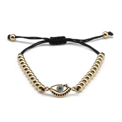 Evil Eye Armband Kupfer Eingelegter Zirkon Verstellbarer Schieber Boxkette Schmuck Für Damen