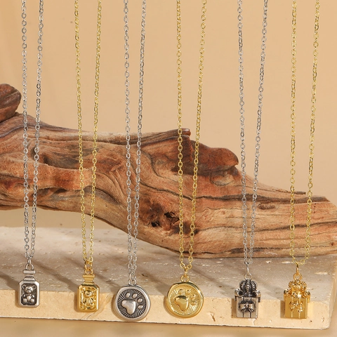 Französisches Retro Kupfer Anhänger Halskette Für Damen Gold Silber Bär Pfotenabdruck Geschenkbox Galvanisierte Schlüsselbeinkette Schmuck