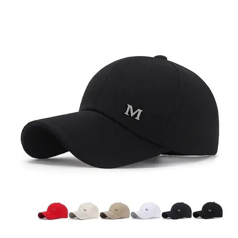 Cappello Da Baseball In Tela Con Lettera M Metallo Tesa Lunga Protezione Solare Regolabile Per Esterno Uomo Donna