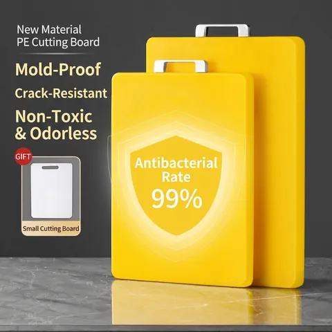 PE Plastic Cutting Board Thickened Antimicrobial Anti-Mold Chopping Block With Aluminum Handle Double-Sided Non-Slip For Kitchen