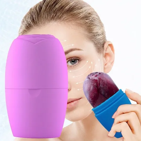 Facial Ice Roller Silicone Rose Shape Skin Care Cold Compress Massage Tool For Face And Neck Reusable Beauty