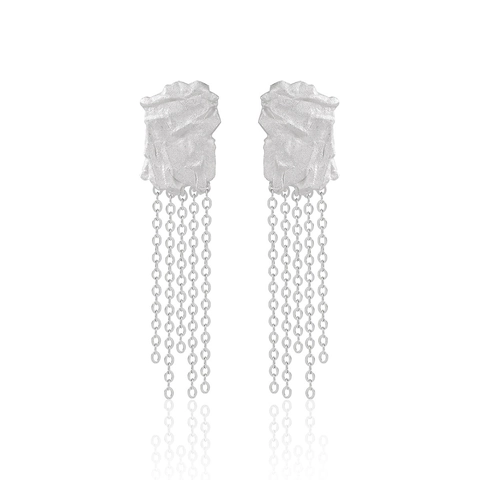 Orecchini Pendenti in Argento Sterling 925 Minimalisti Geometrici Texture Irregolare Nappe Lunghe per Donna Gioielli