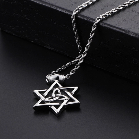Hexagramm Anhänger Herren 316L Edelstahl Retro Punk Davidstern Triquetra Keltischer Knoten Vintage Gothic Schmuck Zubehör