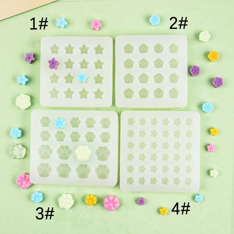 Moldes De Silicona Mini Flor De Cerezo Estrella Pata De Gato Para Decoración De Pasteles Resina Arcilla Sello De Cera