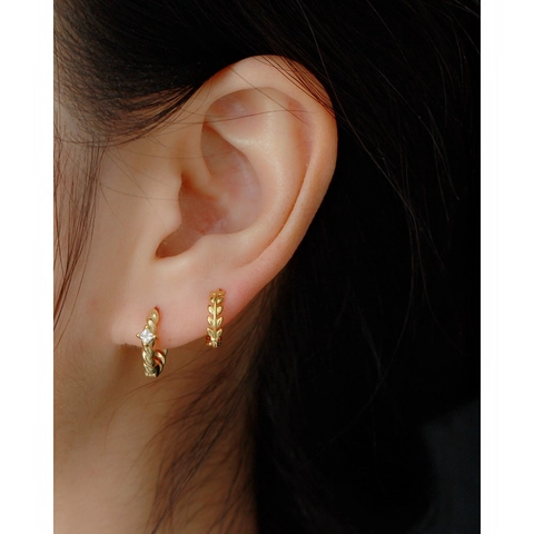 Pendientes de Aro de Plata de Ley 925 Hoja Minimalista Botánica Huggie Oro Platino Plateado Diario Moda Joyería Para Mujeres