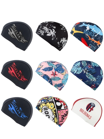 Professional High Elastic Swimming Cap For Men Women Kids Waterproof Polyester Nylon Pool Hat Printed Solid Color Swim Cap