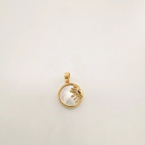 Zon Hanger Ronde Charm Natuurlijke Witte Schelp Abalone Zirkoon Verguld Koper DIY Sieraden Maken Accessoire
