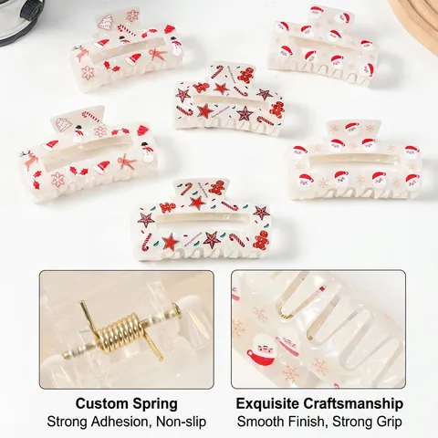 Pinces À Cheveux De Noël PVC Acrylique Motif Père Noël Renne Accessoires Cheveux Femmes Filles