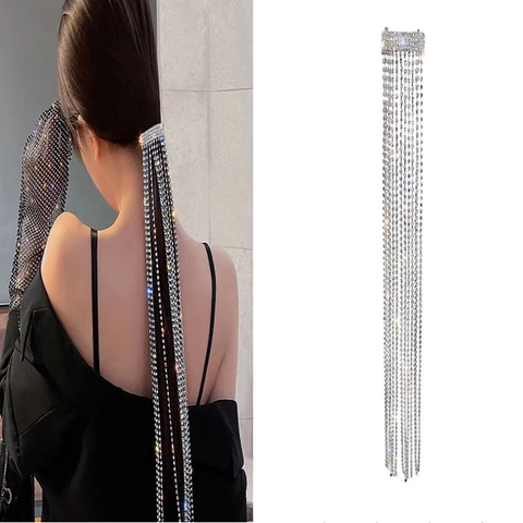 Eleganter Strass Quasten Haarklammer Für Damen Geometrische Zinklegierung Haarnadel Funkelnde Haarspange Kopfschmuck