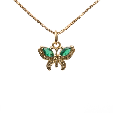 Butterfly Pendant Necklace Copper Brass With Colorful Cubic Zirconia Minimalist Ins Style Clavicle Chain Jewelry For Women