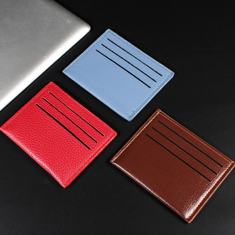 Minimalist Litchi Texture PU Leather Card Holder Ultra Thin Multi Slot Wallet Business Slim Card Case For Men And Women