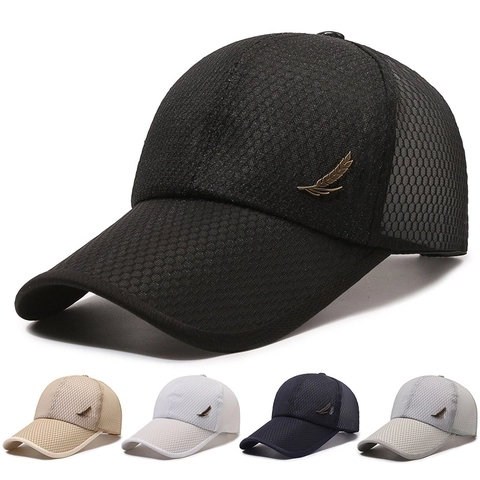 Atmungsaktive Mesh Baseball Kappe Herren Polyester Sonnenschutz Trucker Hut Verstellbar Langer Schirm Outdoor Angeln