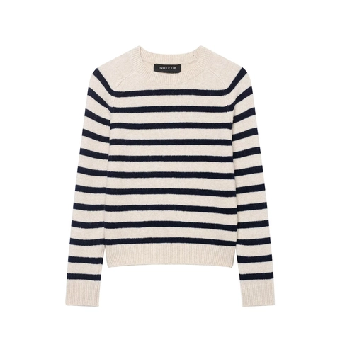 Maglione In Maglia A Righe Da Donna Girocollo Maniche Lunghe Elegante Casual Top Corto Polsini A Costine Maglieria