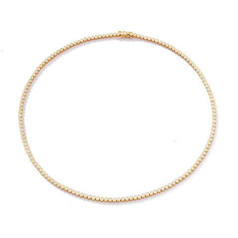 Collar Tennis de Plata de Ley 925 con Moissanita Circonia de 2mm para Mujer Corte Redondo Simple Minimalista Lujo Joyería de Cuello