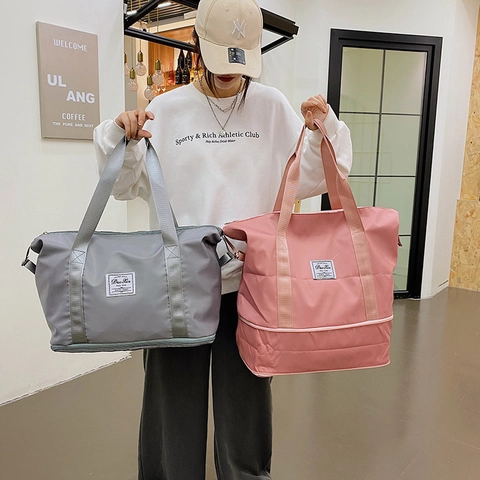 Erweiterbare Einfarbige Oxford Reisetasche Große Kapazität Lässige Sporttasche Für Damen Herren Fitness Yoga Wochenendtrip