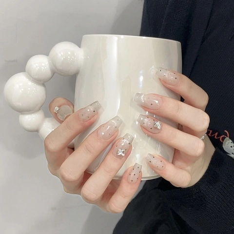 Faux Ongles Luxe Faits Main Papillon Strass Nœud Cercueil Pour Femmes Chatoyant Oeil De Chat Paillettes Style Doux Élégant