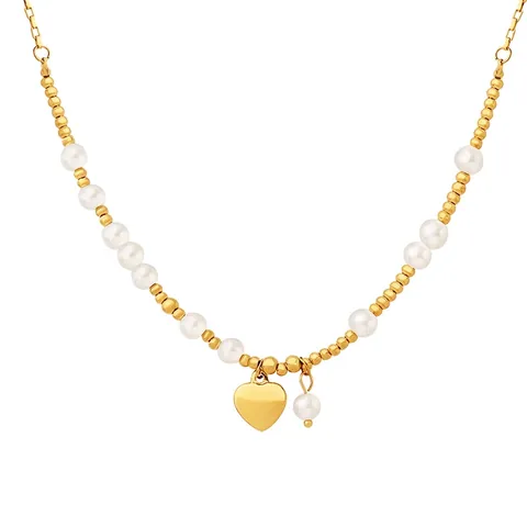 Collana Con Ciondolo A Cuore Placcata Oro 18K Acciaio Al Titanio Imitazione Perla Artificial Perla Artificialta Catena Da Clavicola Per Donna Gioielli Minimalisti