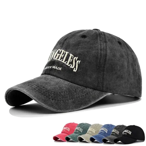 Washed Cotton Baseball Cap Vintage Distressed Adjustable Hat Letter Embroidery Streetwear Casual For Men Women