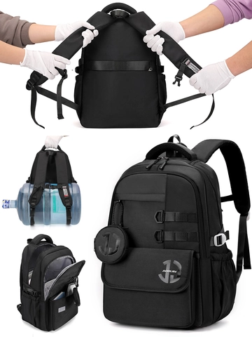Großer Rucksack Nylon Wasserdicht Laptop Tasche Reisen Schule Business Minimalistisch Für Herren Damen Mit Münzbörse
