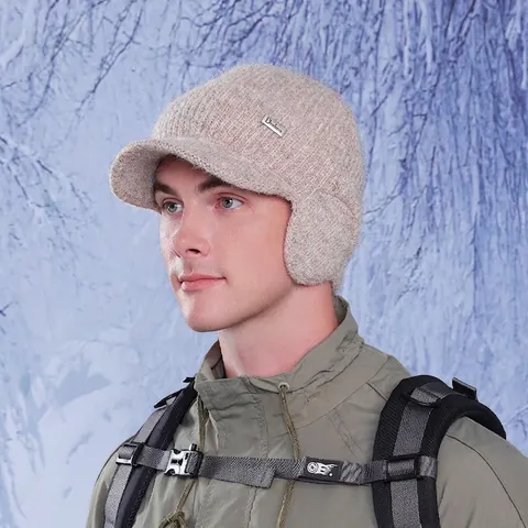 Berretto Da Baseball In Maglia Invernale Con Paraorecchie Fodera In Peluche Termica Cappello In Maglia Sportiva Antivento