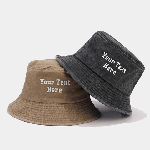 Retro Washed Cotton Bucket Hat Distressed Vintage Letter Heart Embroidery Wide Brim Sun Protection Breathable Outdoor Fisherman Cap