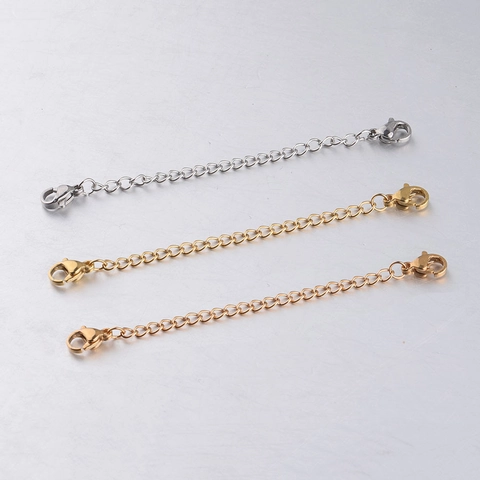 Cadena De Extensión De Acero Inoxidable Con Doble Cierre De Langosta Para Collar Pulsera Accesorios De Joyería DIY