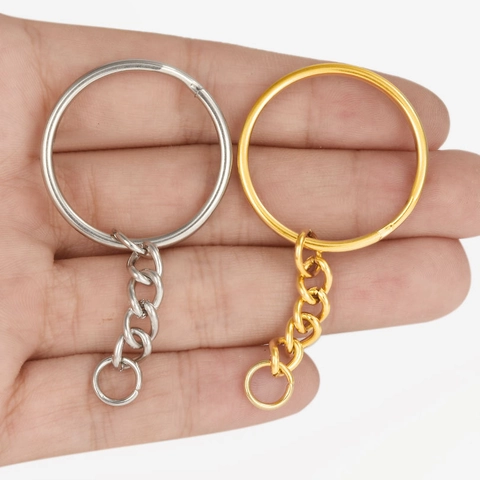 Keychain Rings With Extension Chains And Open Jump Rings 304 Stainless Steel 18K Gold Plated DIY Jewelry Making Findings
